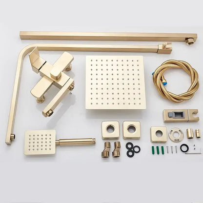 Brushed gold shower mixer with rainfall head and handheld spray bathroom