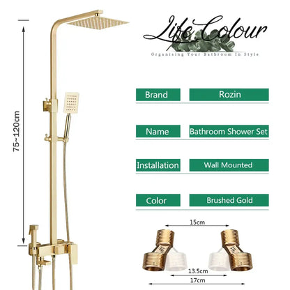 Brushed gold shower set with bidet mixer tap bathroom rainhead