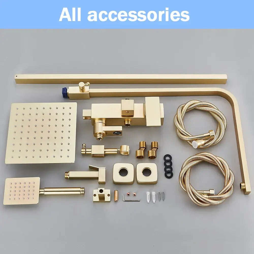 Brushed gold shower set with bidet mixer tap bathroom rainhead
