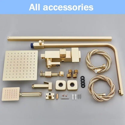 Brushed gold shower set with bidet mixer tap bathroom rainhead