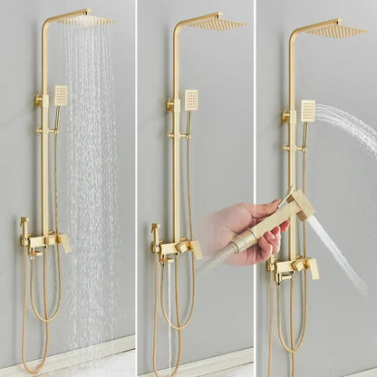 Brushed gold shower set with bidet mixer tap bathroom rainhead