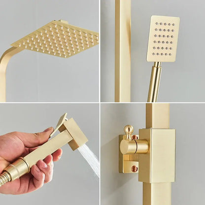 Brushed gold shower set with bidet mixer tap bathroom rainhead