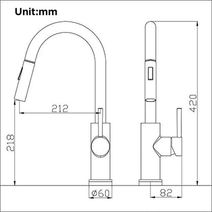 Brushed gold smart touch kitchen faucet with dual outlet modes