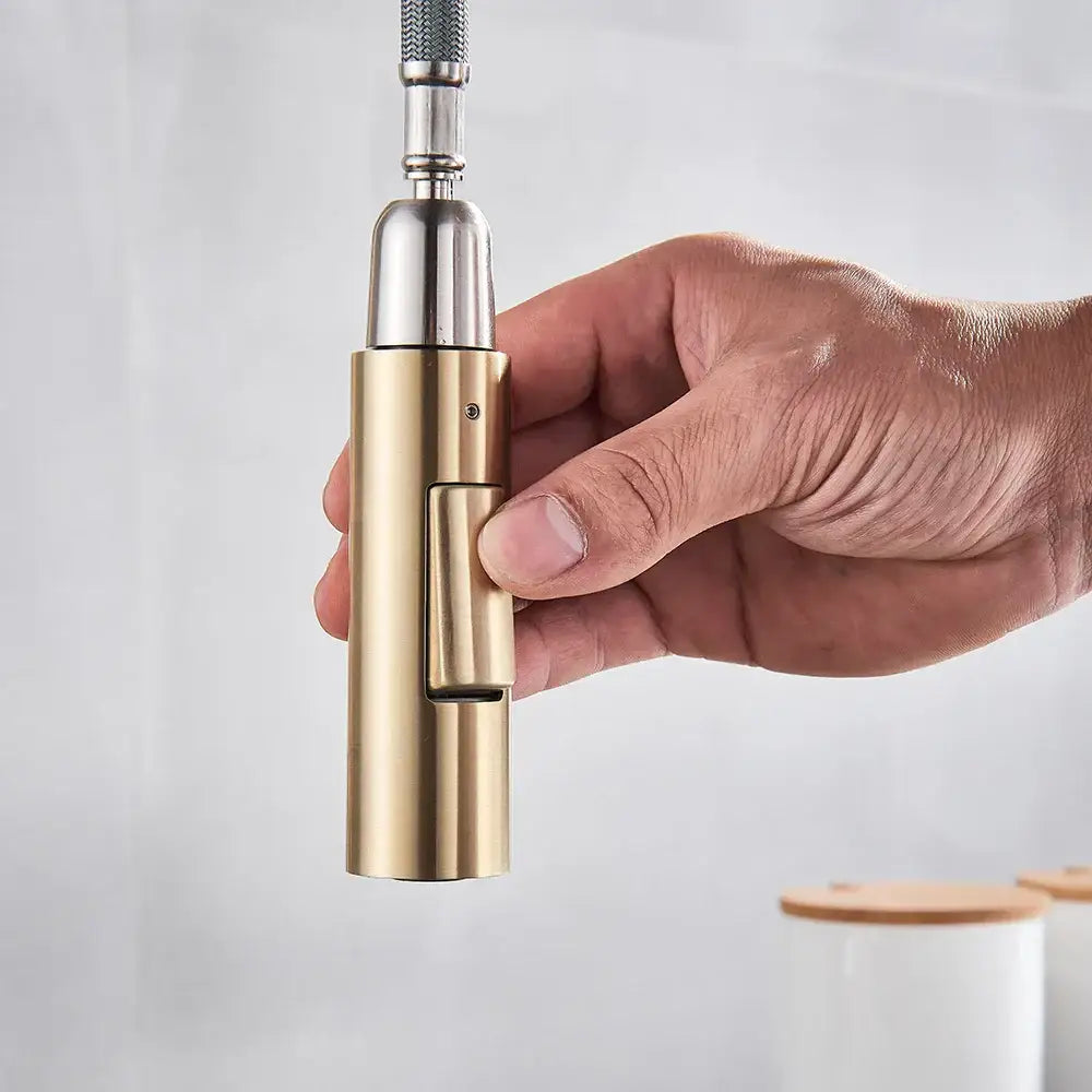 Brushed gold smart touch kitchen faucet with dual outlet modes