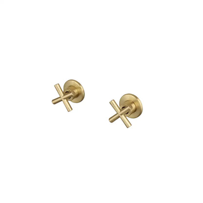 Brushed gold square rainfall shower faucet set bathroom with cross handles