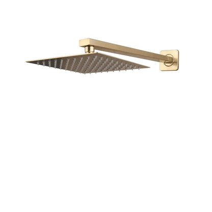Brushed gold square rainfall shower faucet set bathroom with cross handles