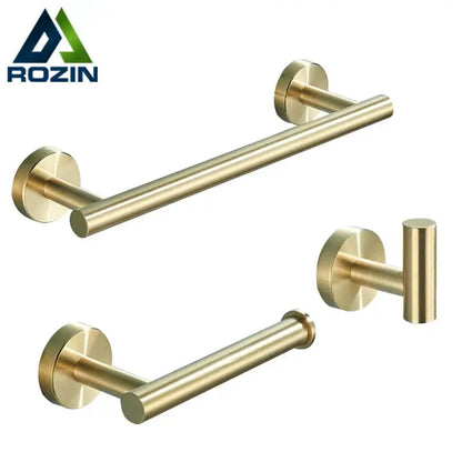 Brushed gold stainless steel bathroom accessories set – bathroom