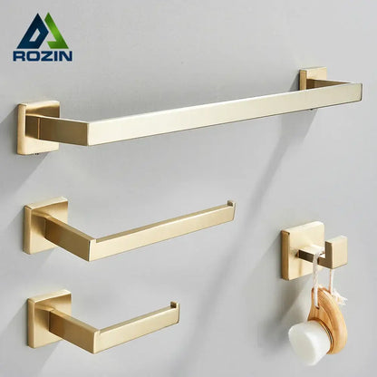 Brushed gold stainless steel bathroom accessories set