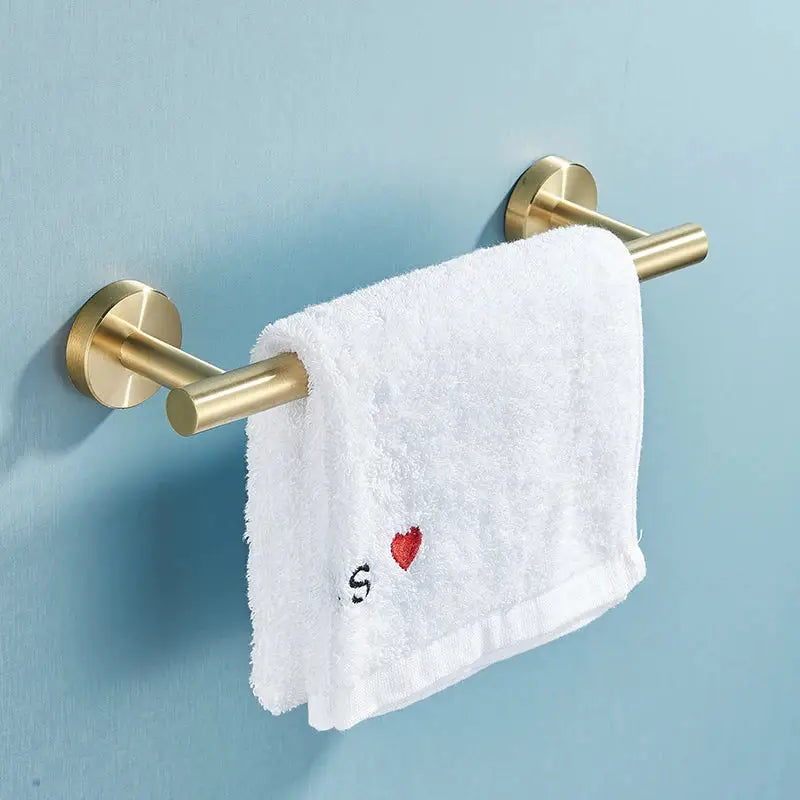 Brushed gold stainless steel bathroom accessories set – bathroom