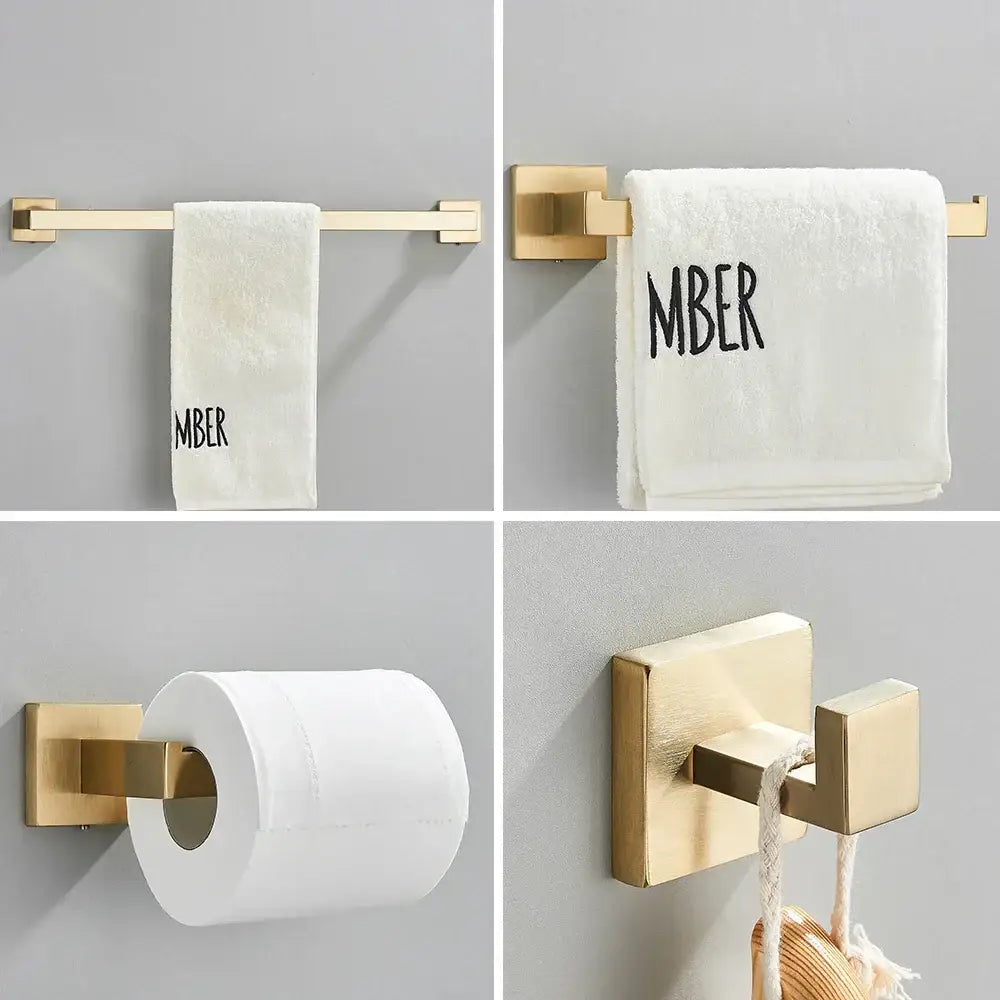Brushed gold stainless steel bathroom accessories set