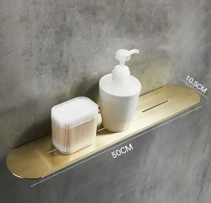 Brushed gold stainless steel bathroom storage rack with mirror front