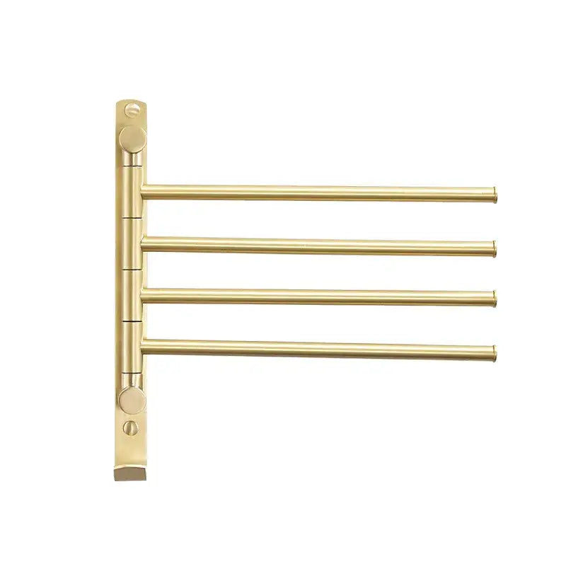 Brushed gold swivel towel hanger triple arm bathroom rack