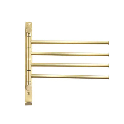 Brushed gold swivel towel hanger triple arm bathroom rack