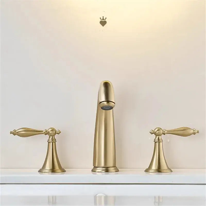 Brushed gold waterfall basin faucet bathroom widespread sink tap