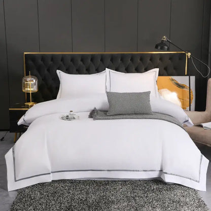Brushed hotel style white & gray bedding sets bedroom duvet cover