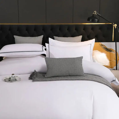 Brushed hotel style white & gray bedding sets bedroom duvet cover
