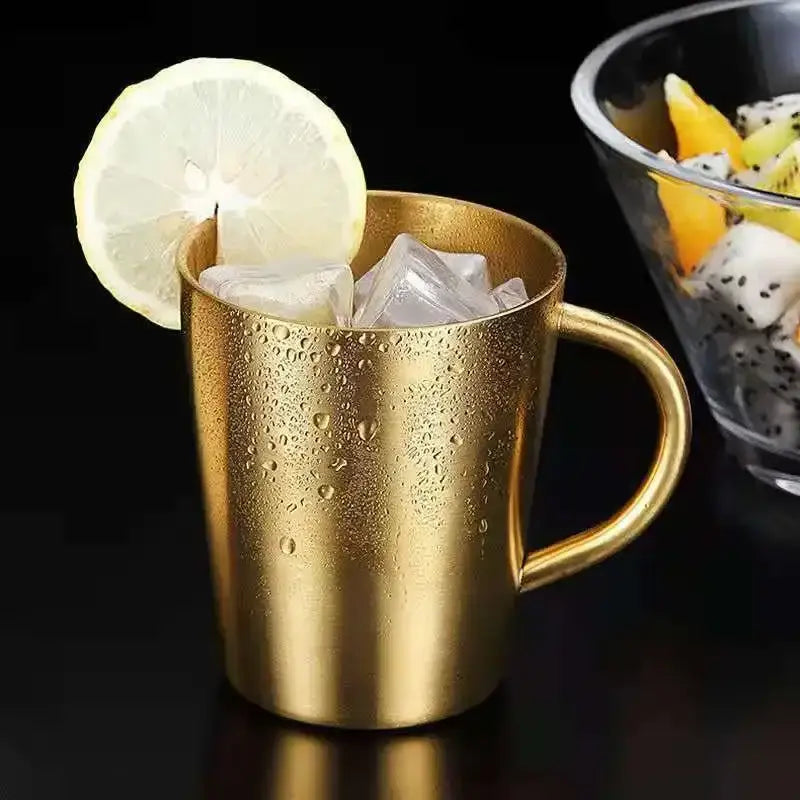 Brushed metallic stainless steel thermal mug set kitchen drinkware