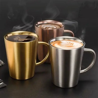 Brushed metallic stainless steel thermal mug set kitchen drinkware