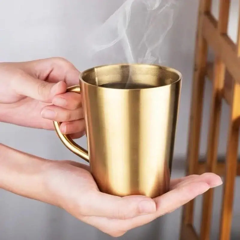 Brushed metallic stainless steel thermal mug set kitchen drinkware