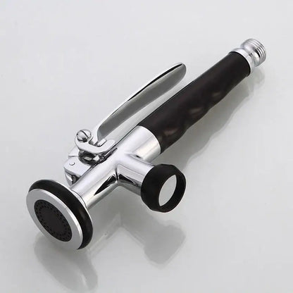 Brushed nickel & chrome kitchen sprayer head with rubber grip