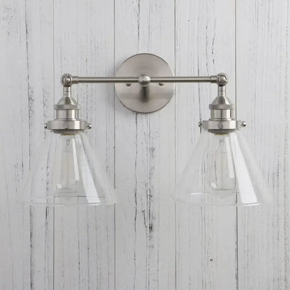 Brushed nickel funnel glass metal wall lamp bedroom sconce fixture