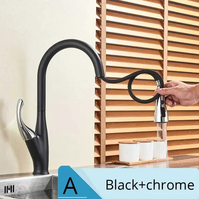 Brushed nickel kitchen faucet with pull down sprayer