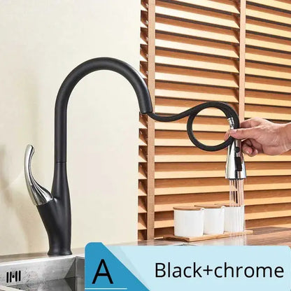 Brushed nickel kitchen faucet with pull down sprayer