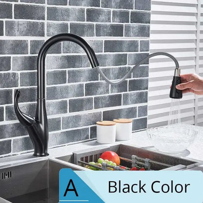Brushed nickel kitchen faucet with pull down sprayer