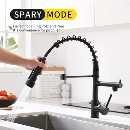 Brushed nickel kitchen faucet with swivel water outlet
