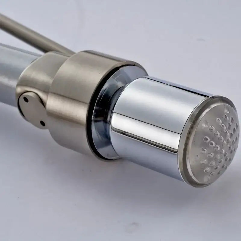 Brushed nickel led color changing kitchen faucet spray head