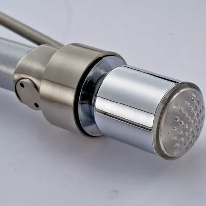 Brushed nickel led color changing kitchen faucet spray head