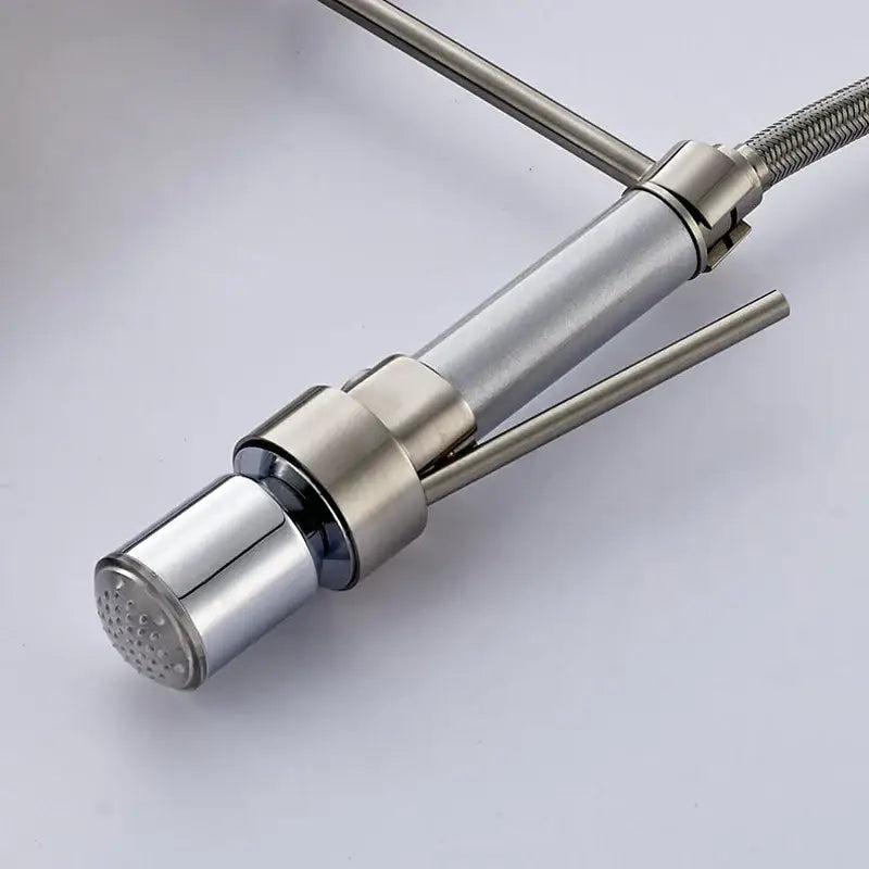 Brushed nickel led color changing kitchen faucet spray head