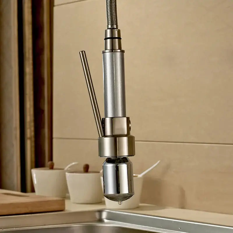 Brushed nickel led color changing kitchen faucet spray head