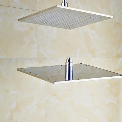 Brushed nickel led rainfall shower head bathroom blue light fixture