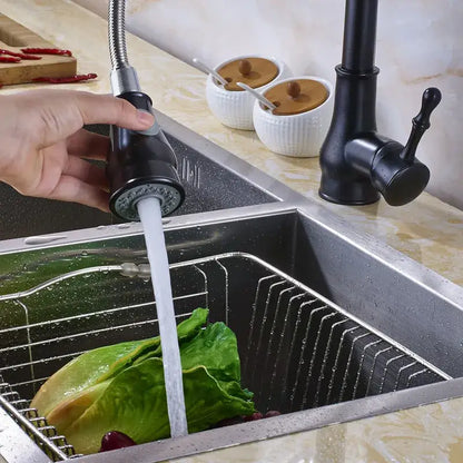 Brushed nickel pull out kitchen faucet stainless steel curved spout