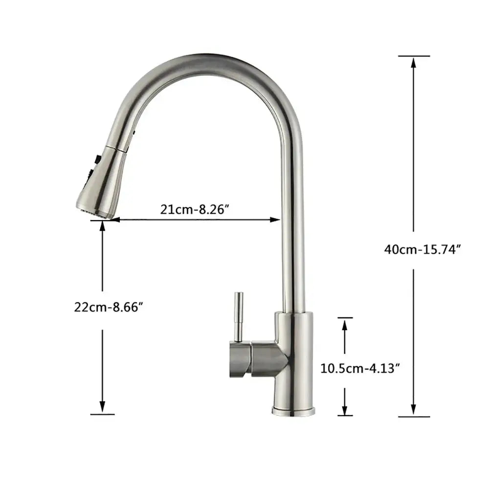 Brushed nickel pull out kitchen faucet with arched spray head