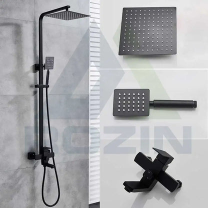 Brushed nickel rain shower system with handheld spray for bathroom
