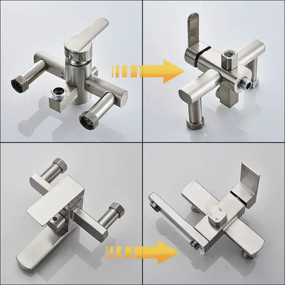 Brushed nickel rain shower system with handheld spray for bathroom