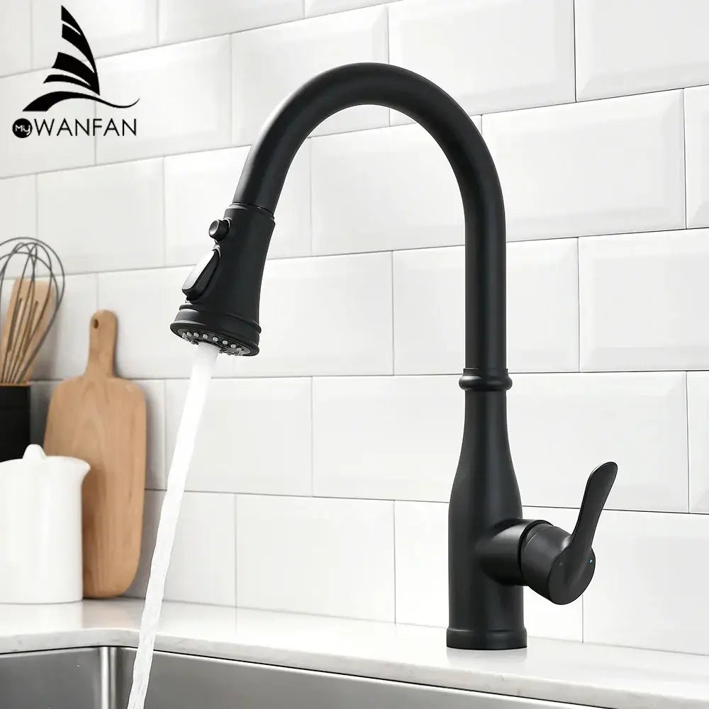 Brushed nickel single handle pull out kitchen faucet