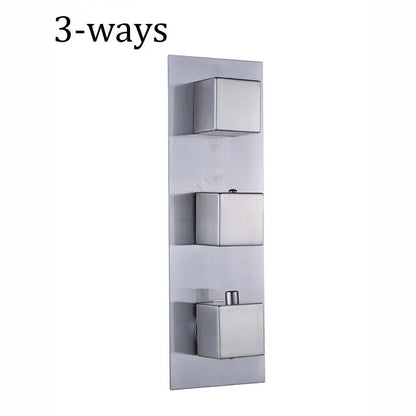 Brushed nickel thermostatic mixer valve bathroom shower control