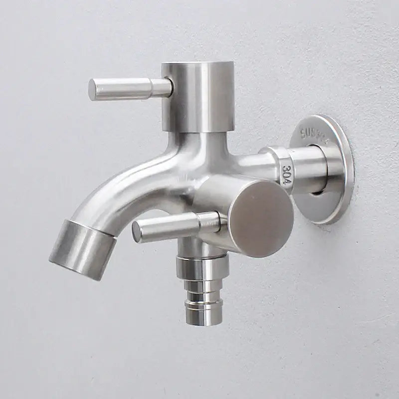 Brushed stainless steel dual spout washing machine faucet garden sink