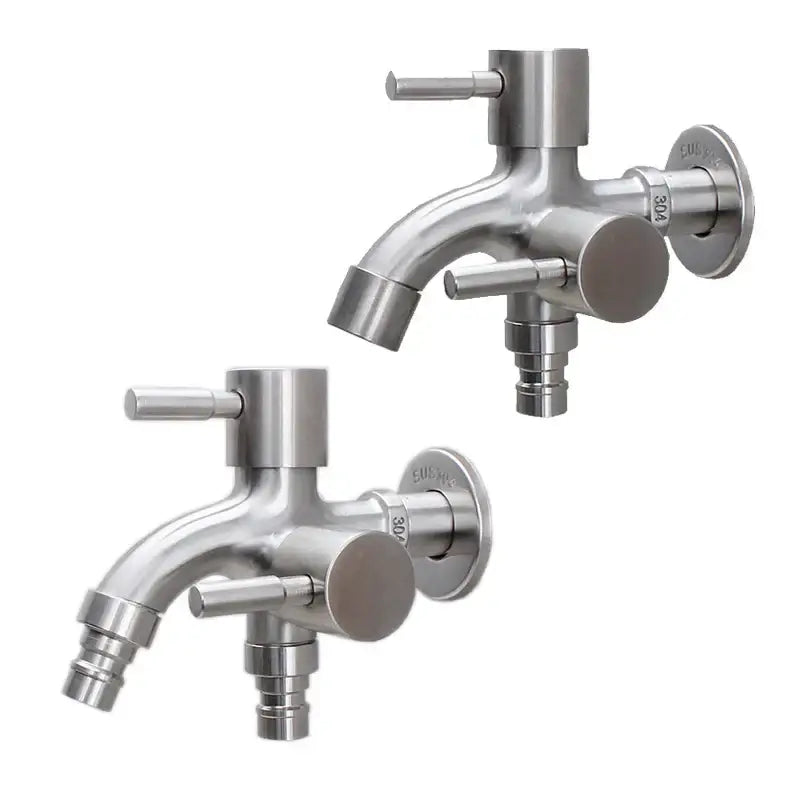 Brushed stainless steel dual spout washing machine faucet garden sink