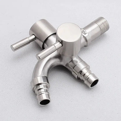 Brushed stainless steel dual spout washing machine faucet garden sink