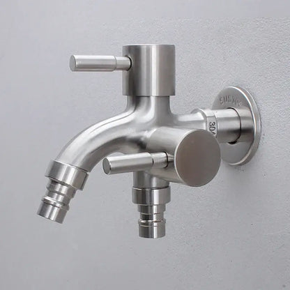 Brushed stainless steel dual spout washing machine faucet garden sink