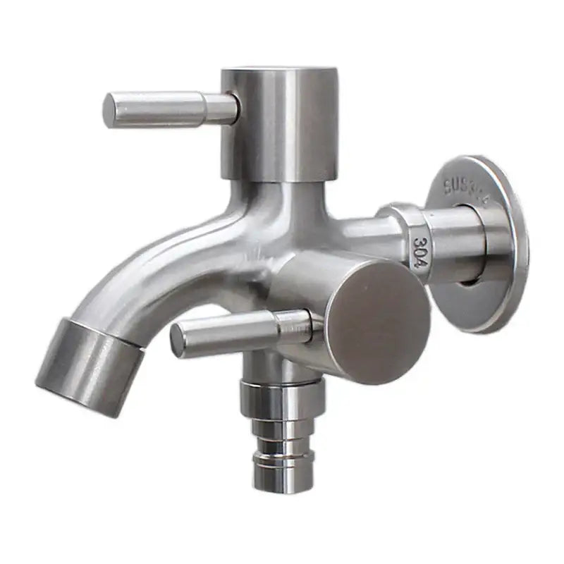 Brushed stainless steel dual spout washing machine faucet garden sink