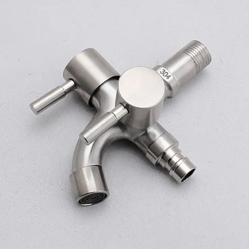 Brushed stainless steel dual spout washing machine faucet garden sink