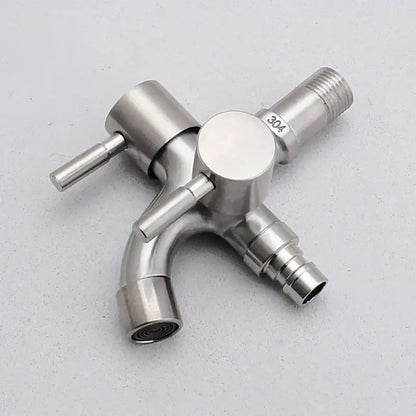 Brushed stainless steel dual spout washing machine faucet garden sink