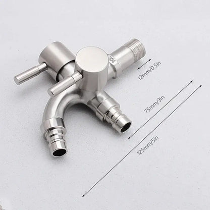 Brushed stainless steel dual spout washing machine faucet garden sink