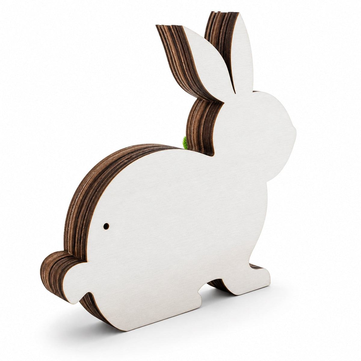 Bunny Shape Spring Garden with Butterflies Wooden Figurine