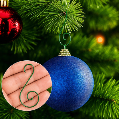 Set of 20 Green Metal Wire Spiral Christmas Ornaments Hooks Hangers S-Shaped 1.96 Inches